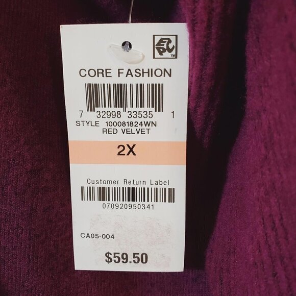 Style & Co 2XL Fuchsia Pullover Sweater V-Neck Drop Shoulder Long Sleeve NWT - Picture 7 of 9